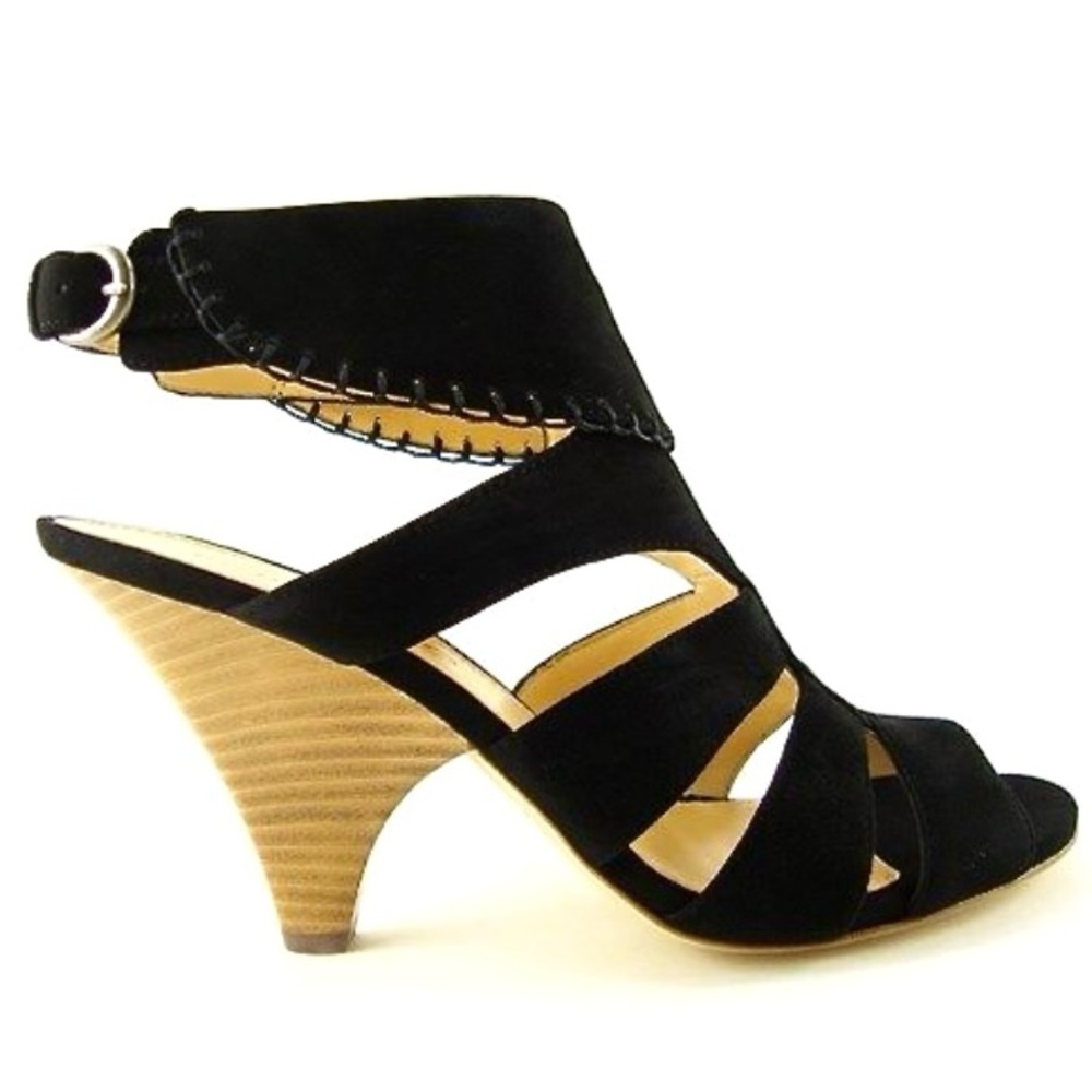 BOUTIQUE 9  BLACK SUEDE SANDALS HEELS — NEW — SIZE 6.5